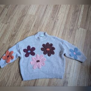 Floral Knit Sweater - Cream and Multicolor